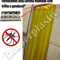 Cortina PVC Amarela Anti-inseto com trilho e pendurais
