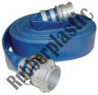 Mangueira pvc tipo flat azul para irrigação  com terminais e abraçadeiras